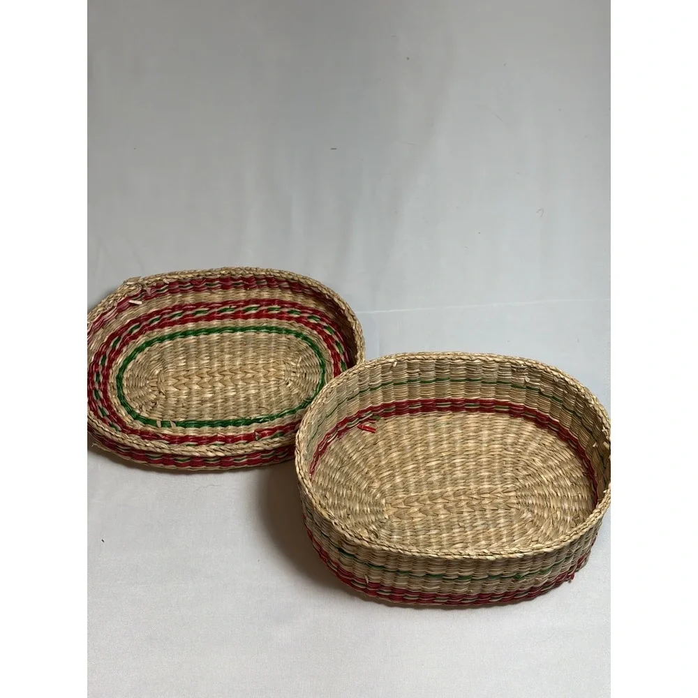 VTG 70s Nesting Baskets w Lids & Handles Set of 5, People's Republic of China